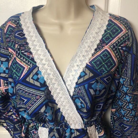 Ladies Size M Boho Playsuit/ Romper- Blue & White Patterned - Picture 3 of 6